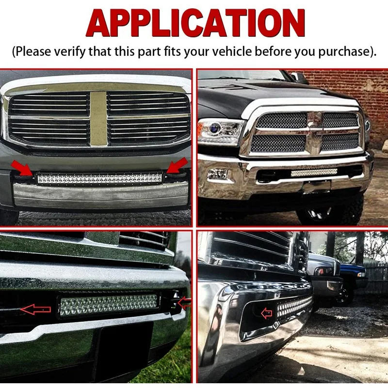 Light Bar Mount 20 Inch LED Light Bar Bumper Recess- Mount Brackets For Dodge Ram 2500 & 3500 2003-2014