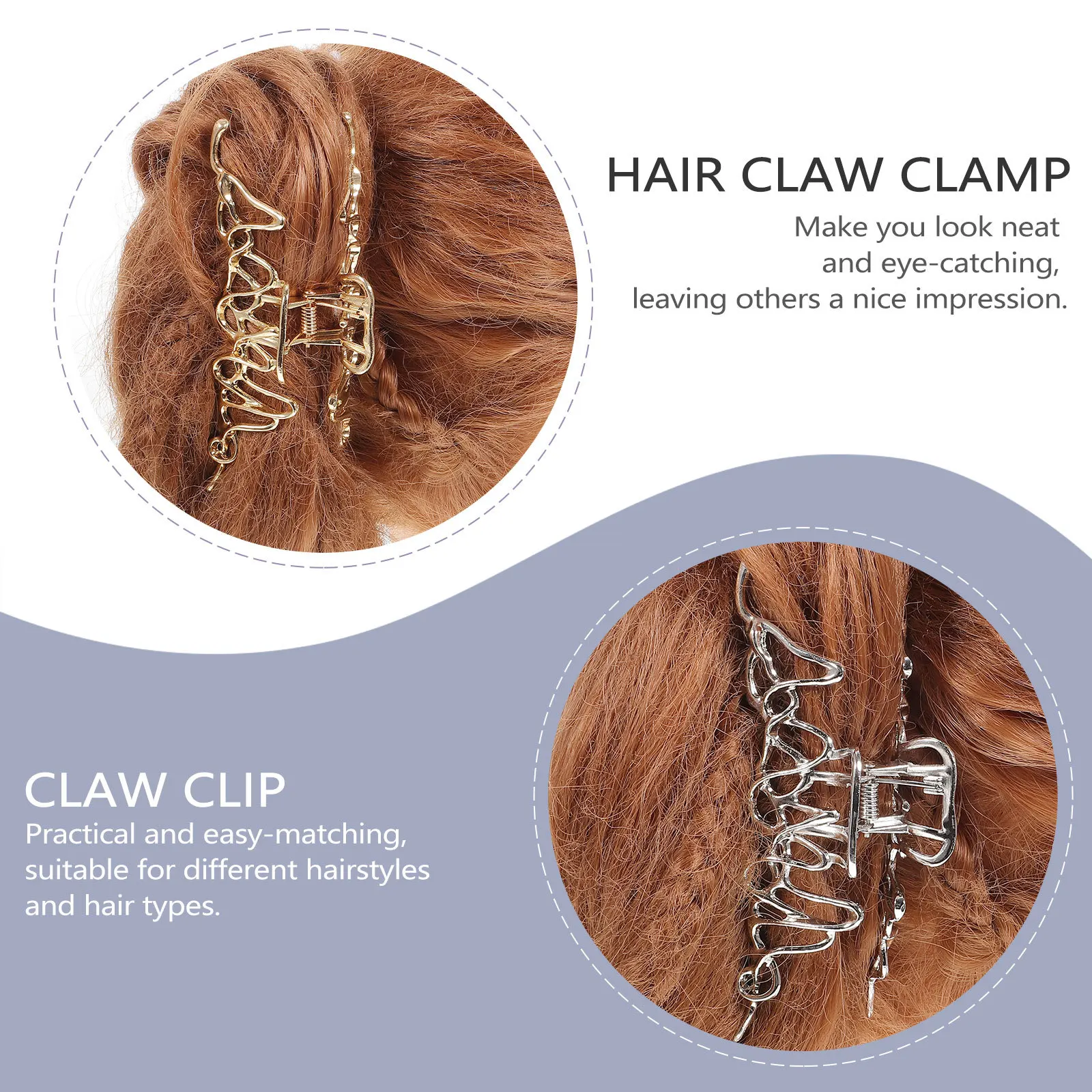 

2Pcs Hair Claw Clips Fashionable Alloy Hair Jaw Clips Secure Hold Clasp for Daily Banquet Outfits