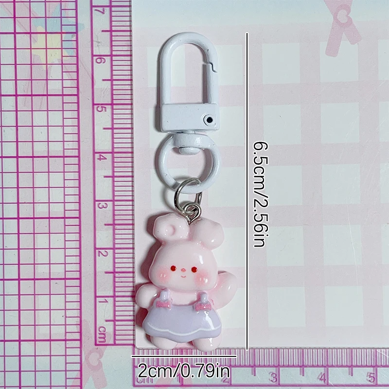 Mini Rabbit Keychain Cute Cartoon Backpack Decoration Fashion Girl Students Key Ring Korean Simple Bag Accessories Jewelry Gift