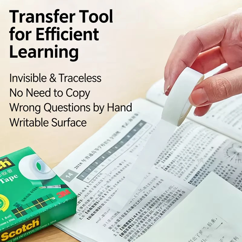 3M Scotch 810 Magic Invisible Tape Test Tape Copies Without Trace, Easy‑to‑Tear, Writable Surface, Student Error‑Question Tape