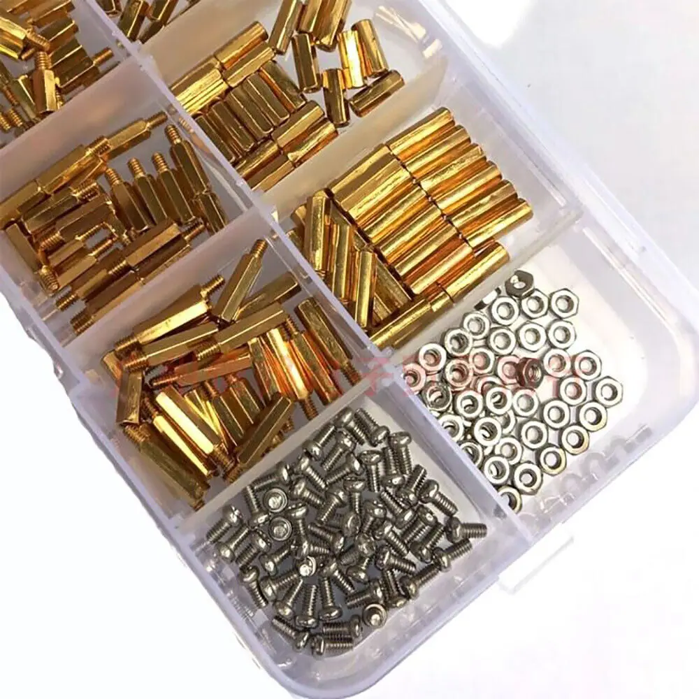 300Pcs M2 Hex Brass Standoff PCB Motherboard Nut Screw Spacer Thread Pillar Mount Male Female Spacer Bolt Assortment Kit