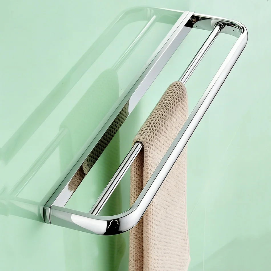 

Chrome Double Towel Rack Antique Brass Rose Gold Black White Wall Mounted Bedroom Bathroom Bath Towel Bar Holder Rail 57cm