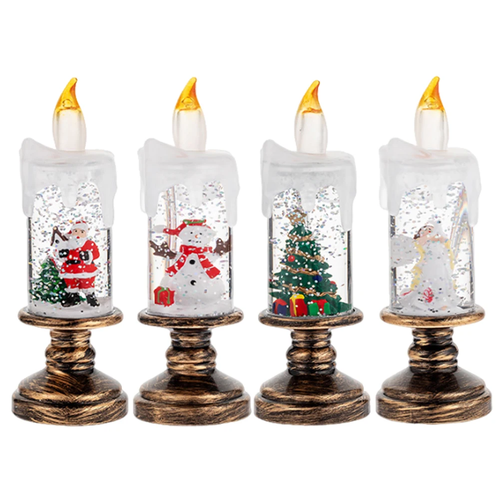 Christmas Flameless Candles Flickering Flameless Candles Battery Operated Candle Shaped Snow Lantern for Christmas Decorations