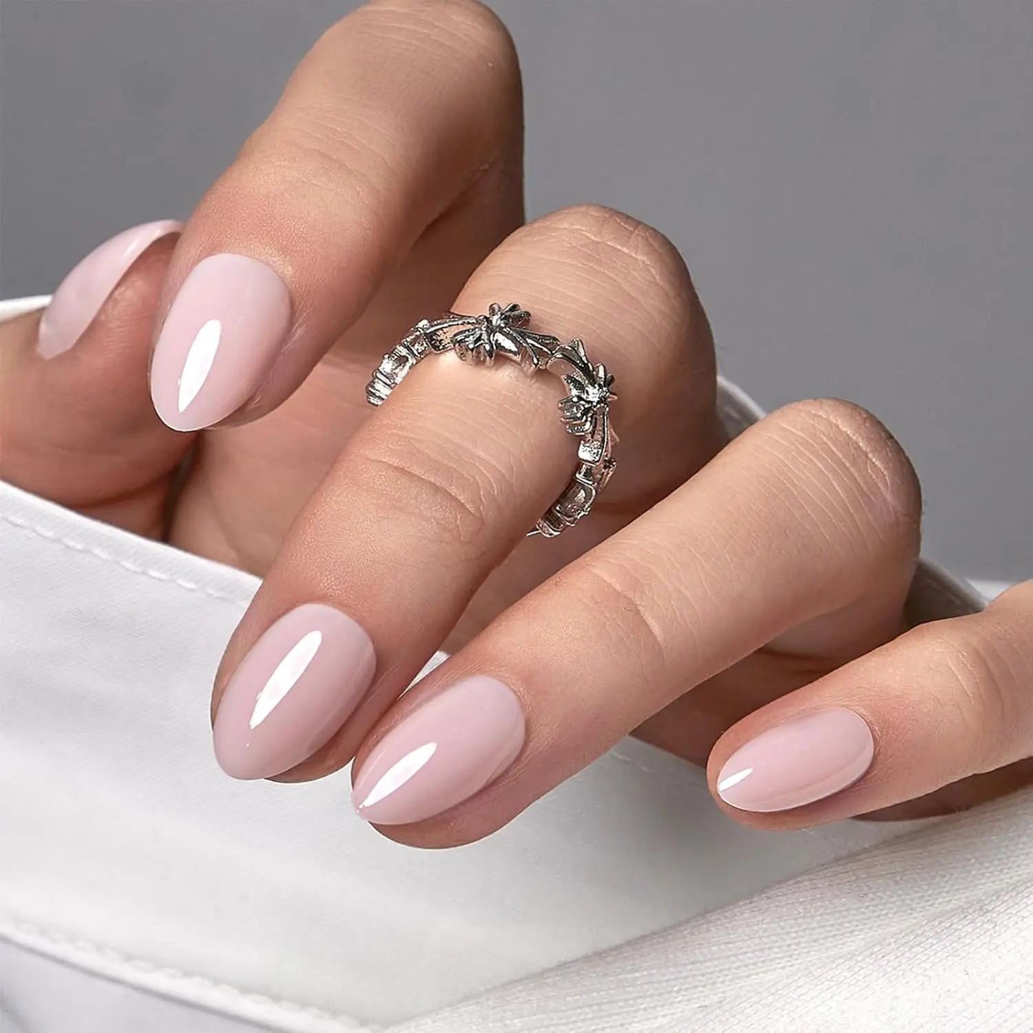 

30Pcs Soft Gel Almond Fake Nails, Reusable Glue On Nail Kit with Adhesive Tabs, Natural Fit & Salon-Quality (Blush Veil)