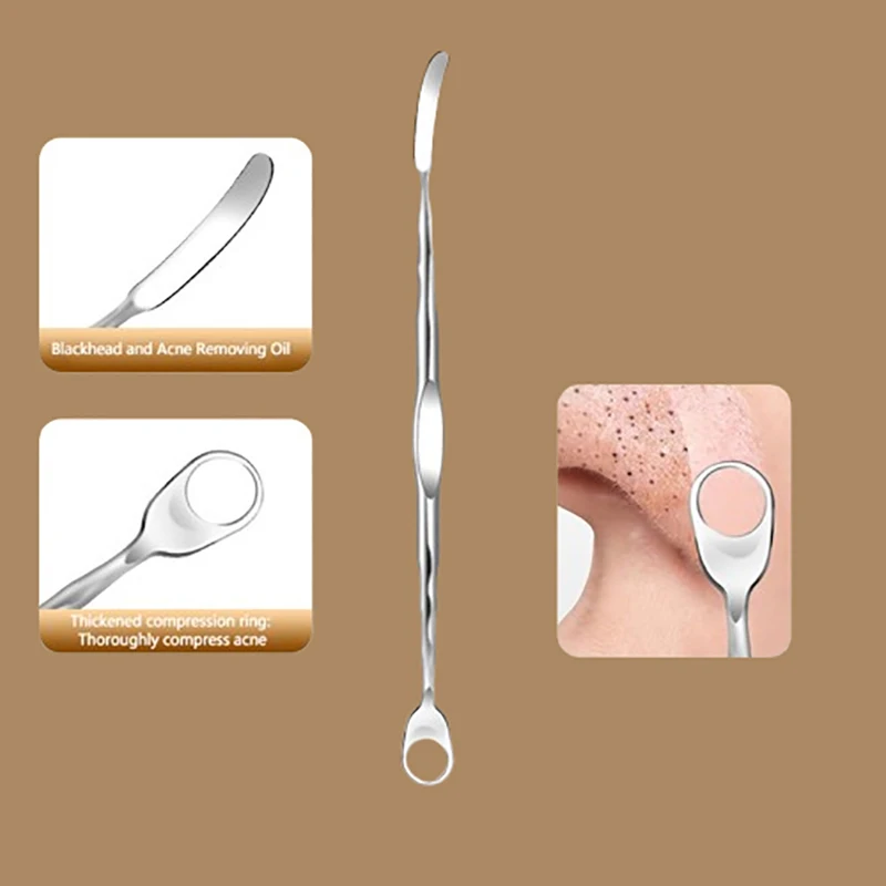 1 ชิ้นสแตนเลสสตีล Blackhead Remover สิวเครื่องมือเข็มสิวถอด Treatment Whitehead Zit จมูก Blemish Extractor เครื่องมือ