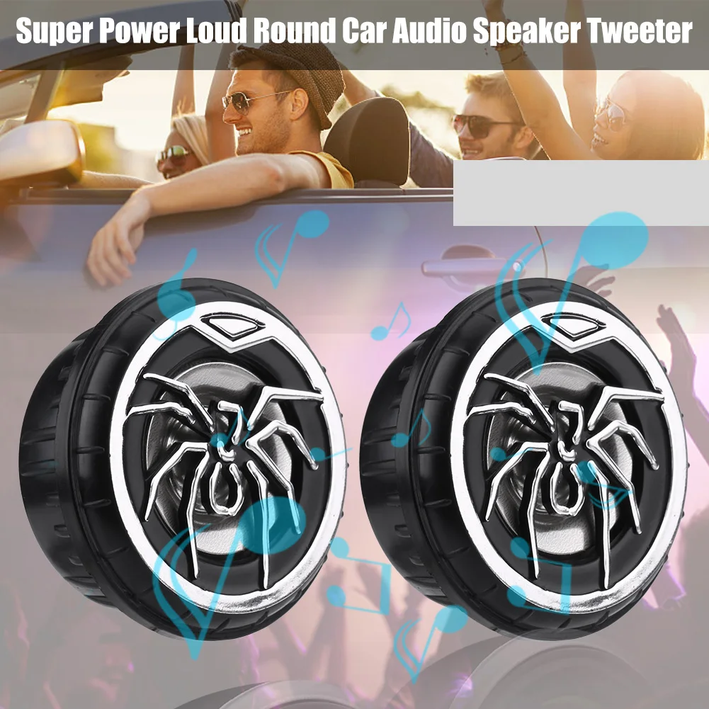 2Pcs Spider Pattern Car Tweeter Speakers Super Power Enhanced Bass Clear Highs Universal Easy Installation Creative Interior