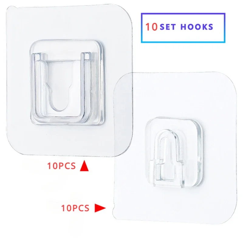 1-10Pairs Double-Sided Adhesive Wall Hooks Transparent Suction Cup Sucker Hooks Bedroom Kitchen Multi-purpose Organizer Holders