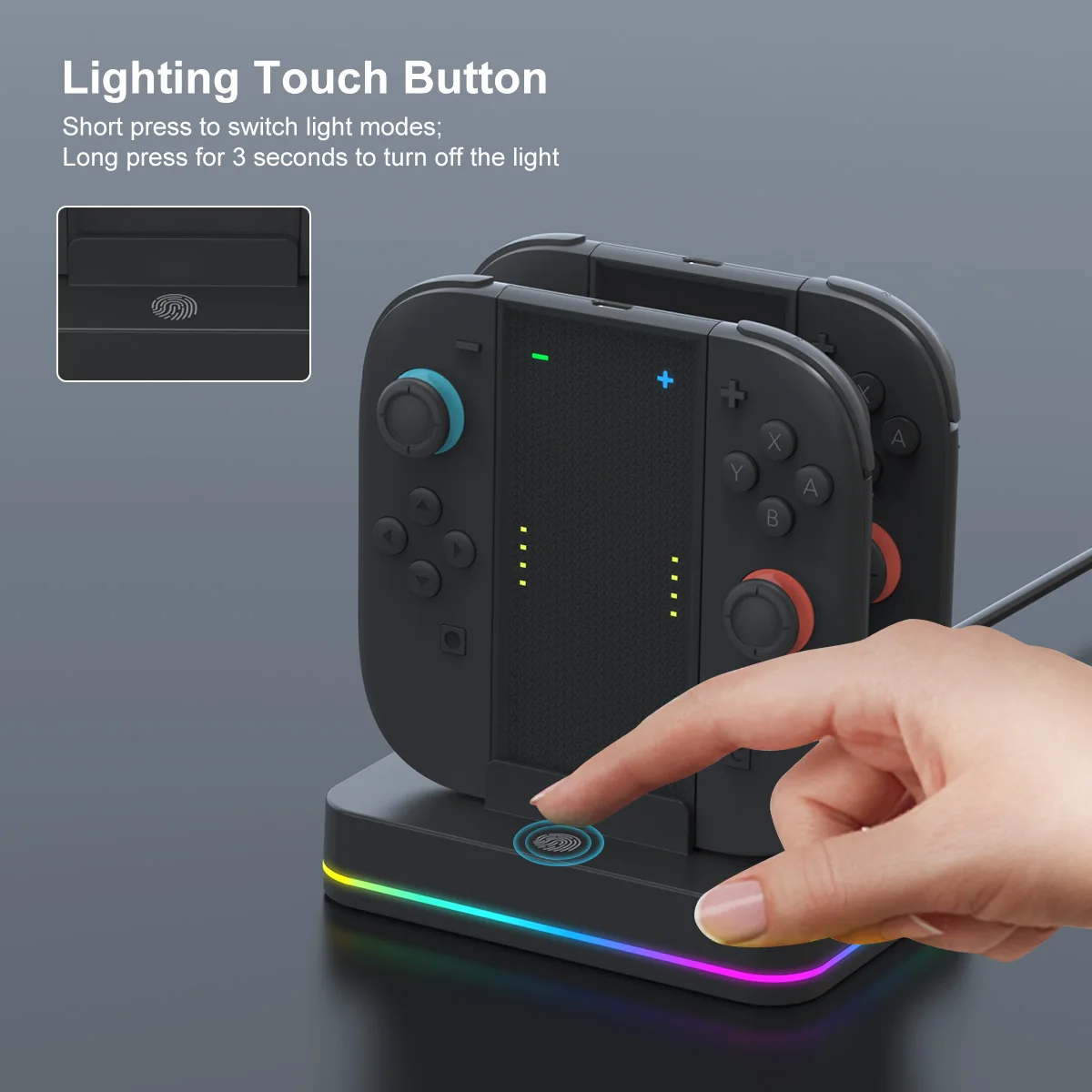 REMANK Charging Dock 4-in-1 For Nintendo switch 2 Joycon Charging Grip For Switch2 Controller Charger RGB Light Charger Station - view 2
