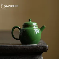 100ml Handmade Emerald Green Ceramic Teapot Japanese Personal Pot with Filter Chinese Tea Soaking Kettle Household Kung Fu Tool