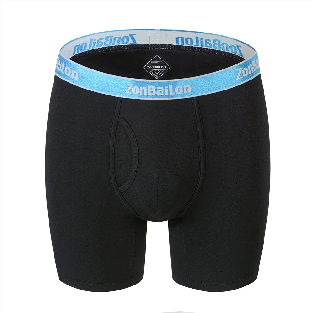 Jinshi Men's Underwear Comfort Sport Anti-wear Leg Bamboo Fiber Open Flying Boxer Briefs