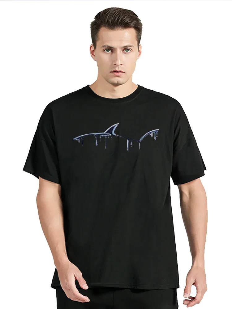 Summer Cotton Printed Shark Graphic T-shirt Casual Men Oversized T Shirt Streetwear Fitness Tops Tees O-Neck Tshirt