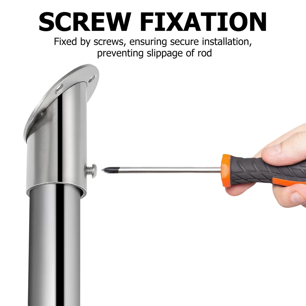 

2Pcs Angled Clothes Rail Closet Rod Socket Shower Curtain Holders 201 Stainless Steel Pole Bracket Wardrobe Hardware