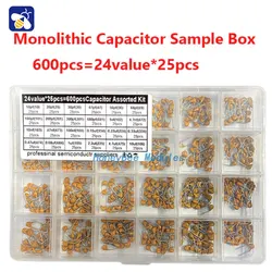 24value10pf-10uf Withstanding Voltage 50V Leg Spacing 5.08mm Monolithic Capacitor Banks 25 pcs per bank 600 pcs total