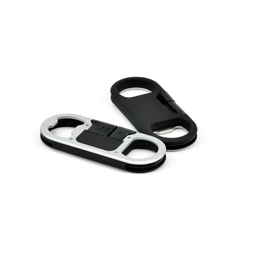 

Bottle Opener Keychain Black 9.1Cm Usb Charging Cable Data Transfer Portable Key Ring Abs Pvc Metal For Phone