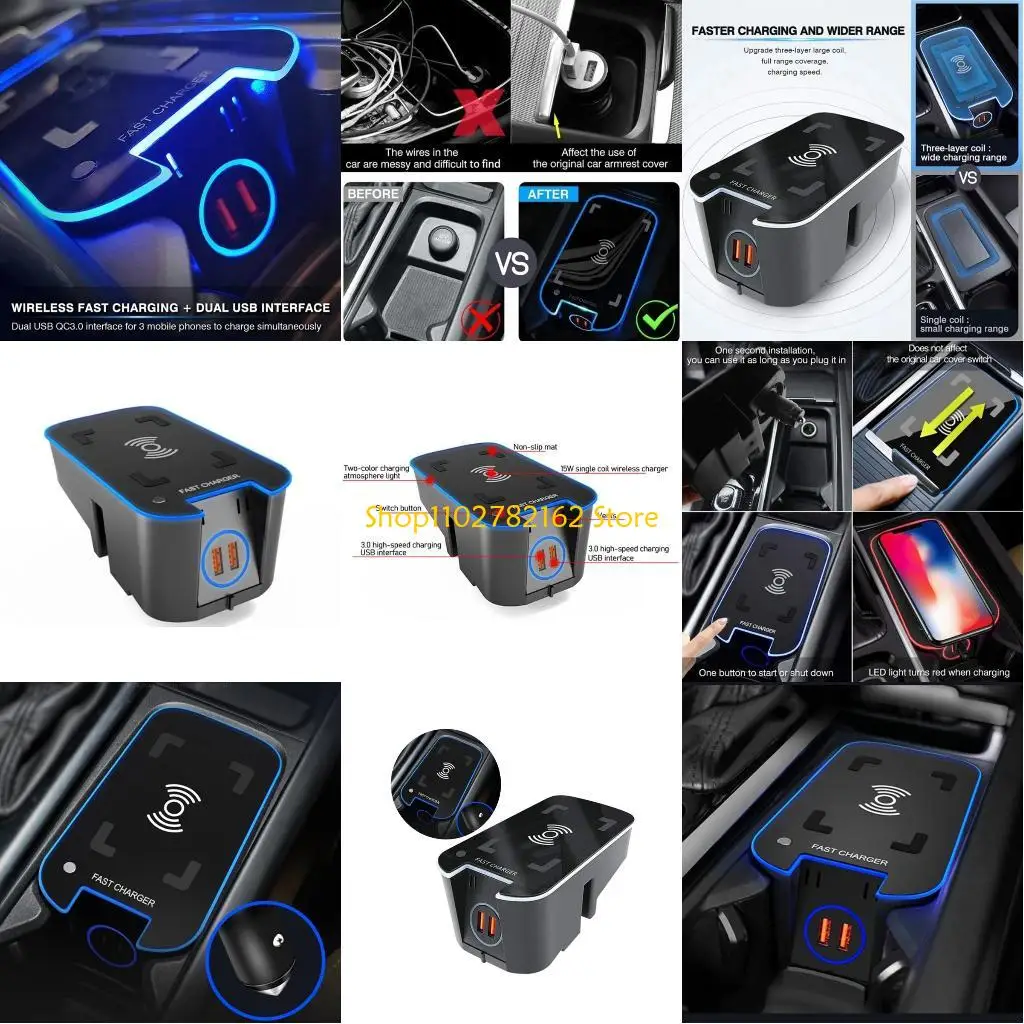 

547B Car Phone Charging Station Car Charging Holder Wireless Charging Plate 15W Cellphone Charging Holder for XC60 XC90