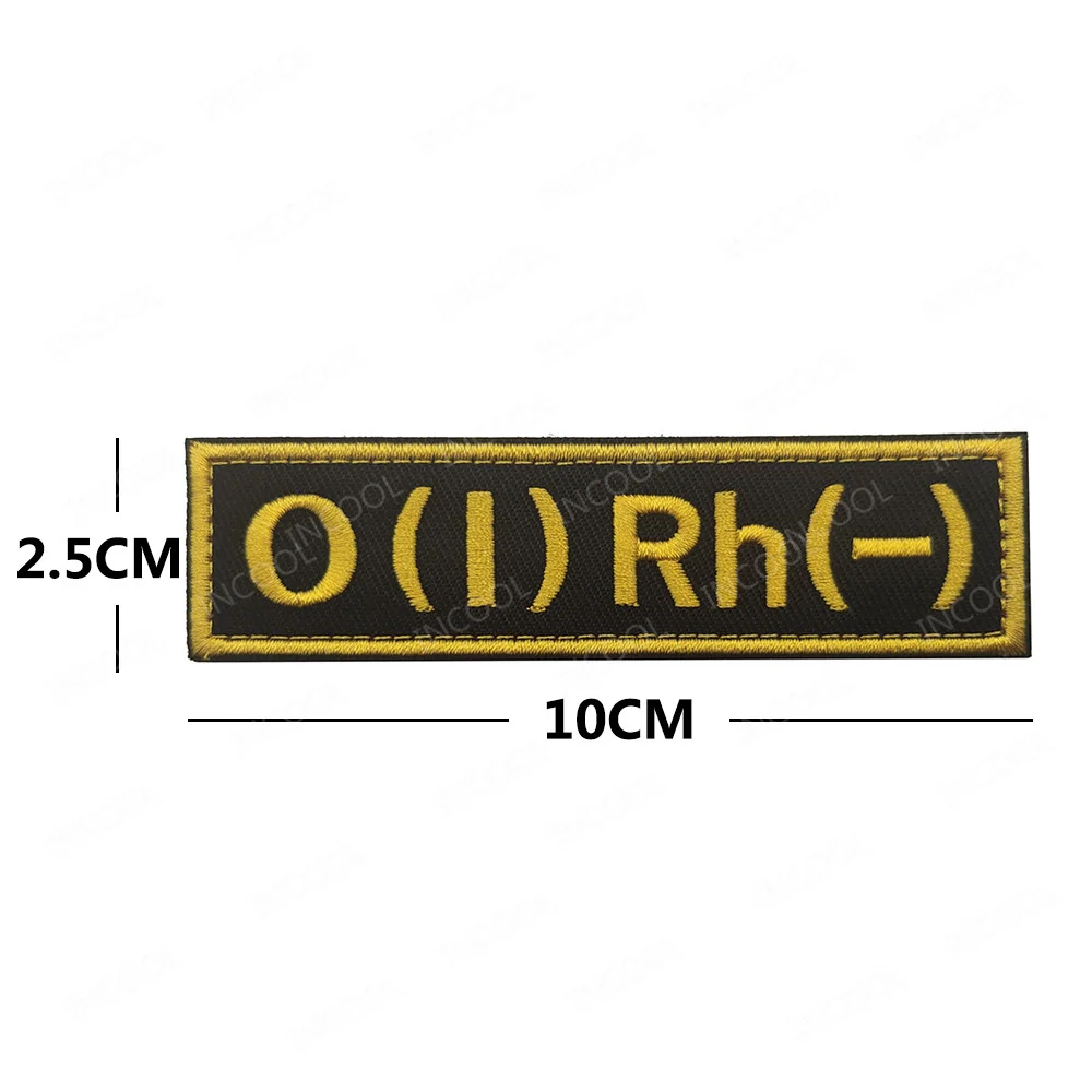 Blood Type Group Infrared Reflective Patches A B AB O Positive POS Negative NEG Rh+ Rh- Chevron Strip Embroidery Badges