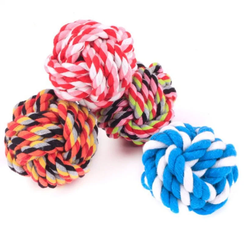 Pet Toy Chew Teething Cotton Rope Knot Ball Toys For Dog Tooth Clean Ball Bite-Resistant  Dog Chew Puppy Training InteractiveToy