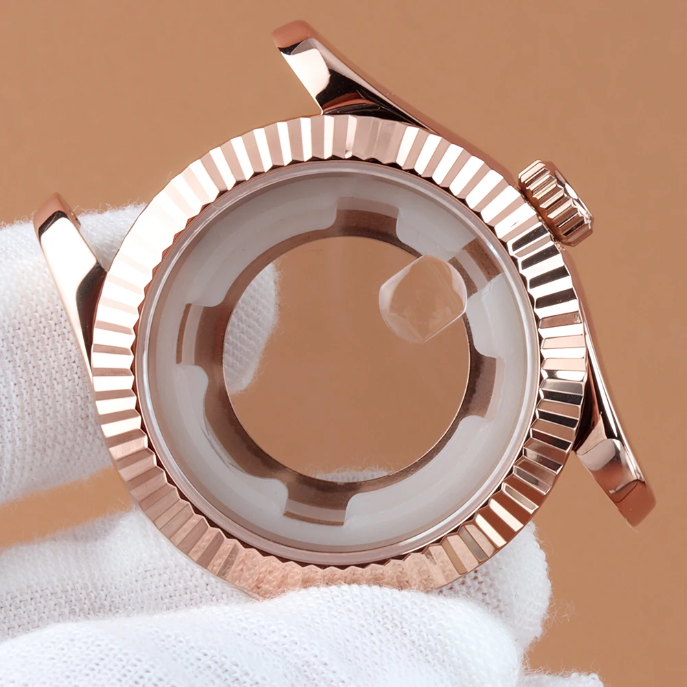 

33mm Rose gold Lady's Watch Case Jubilee Strap Stainless Steel For NH05 Movement 25mm Dial Sapphire glass Datejust Wach Case