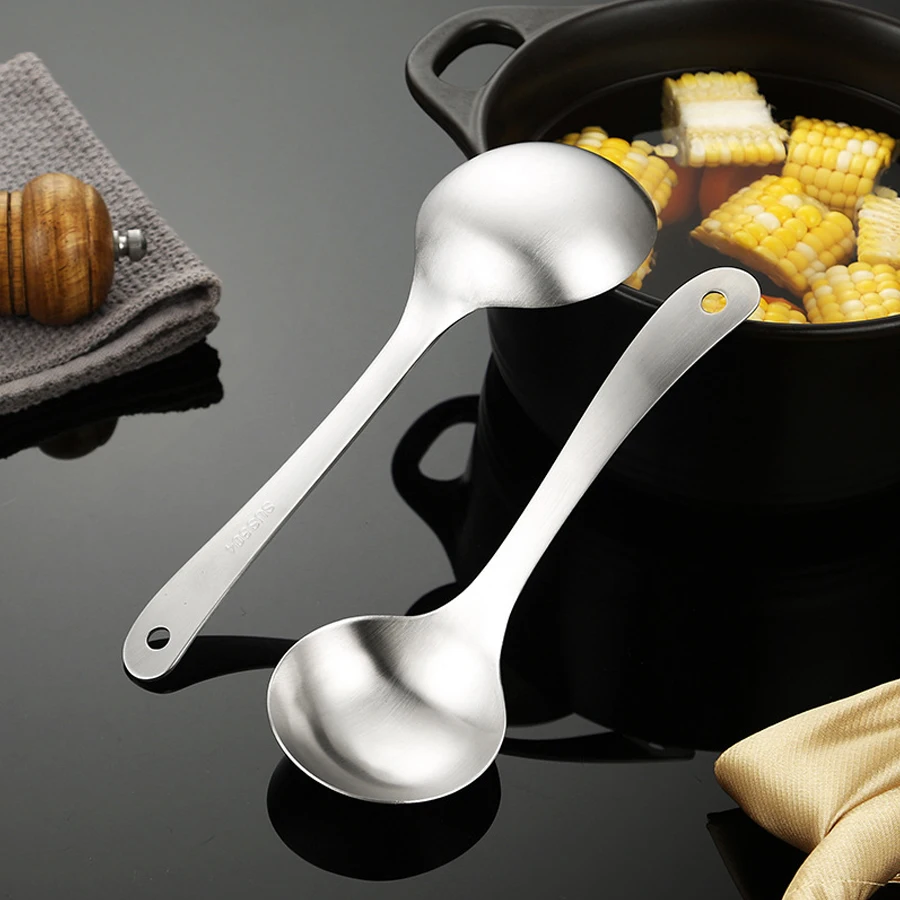 304 Stainless Steel Soup Spoon Household Public Spoon Deepened Hot Pot Spoon Soup Rice Spoon