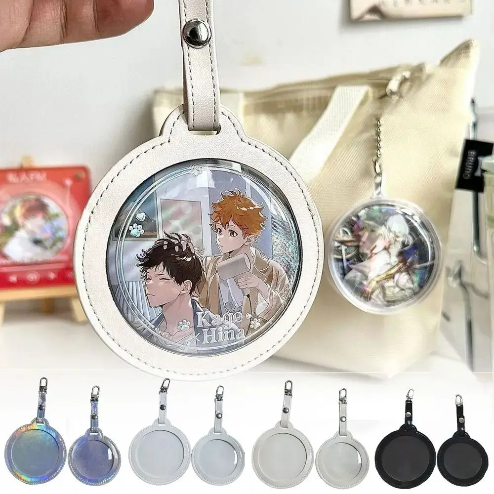 Badge Display Badge Storage Bag PU Idol Merchandise Storage Transparent Round Bag Solid Color Korean Style Single Badge Itabag