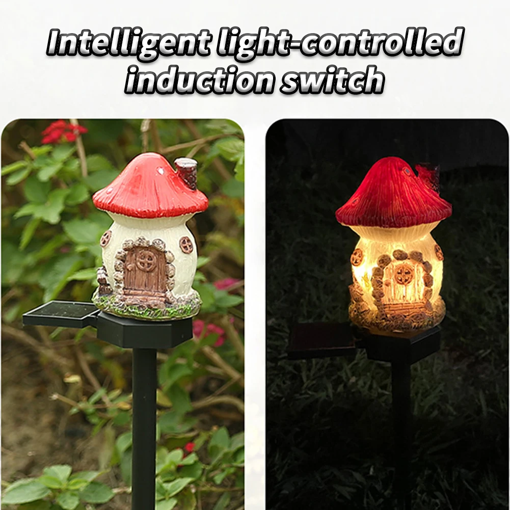 Solar Light Outdoor Cartoon House Resin Solar Garden Stake Lamp Plug In Solar Powered LED Landscape Lighting For Lawn Patio Yard