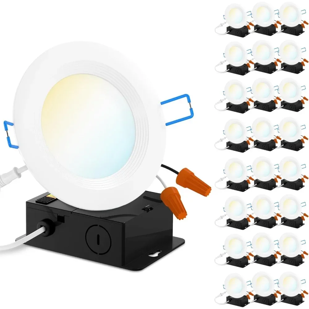 مصابيح سقف LED رفيعة للغاية، حواف يربك، قابلة للتحديد CCT قابلة للتعتيم، رقاقة رفيعة، 10 وات، 24 عبوة، 4 بوصة