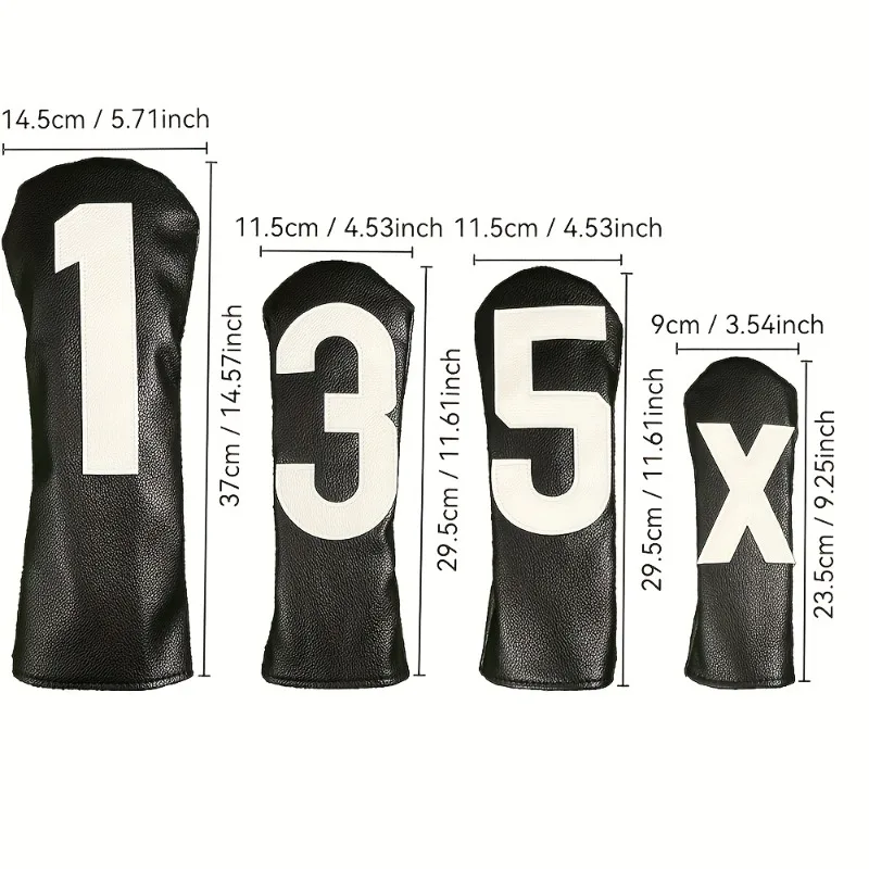 مجموعة أغطية رأس نادي الجولف باللون الأسود، نمط رقمي كبير (1 3 5 ×)، ملحقات الجولف، هدية جولف للخشب والسائق