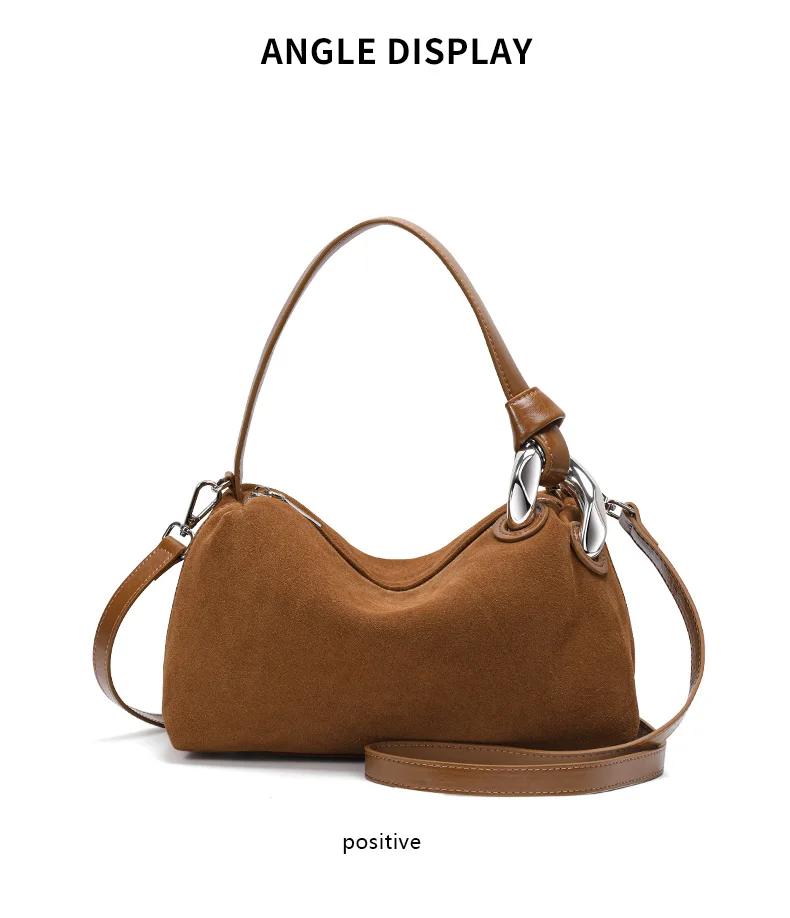 Aidanni Vintage Matte Cowhide Pillow Bag, Damenhandtasche, große Pendler-Schulter- und Umhängetasche, strukturierte Damentasche – Detail 9