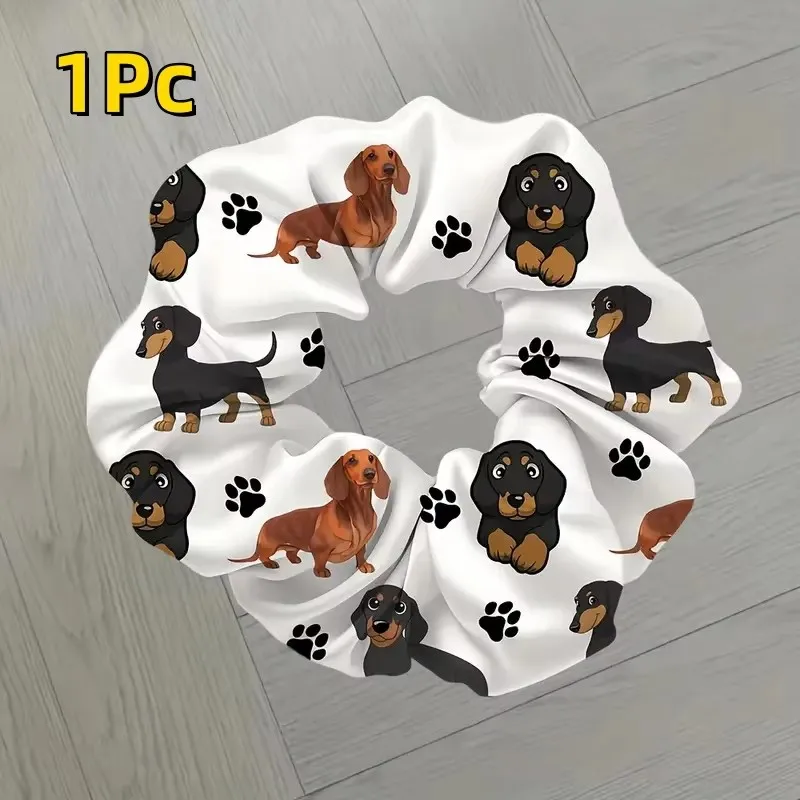 2 Stuks Leuke Teckel Haar Tie Hoge Elasticiteit Duurzame Haarband Met Schattige Teckel Print No-Slip Haaraccessoires voor Vrouwen