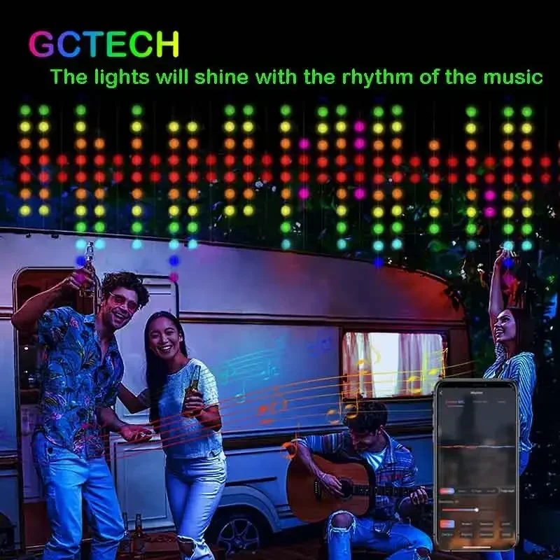 LED Smart RGB Curtain Lights Bluetooth APP Control Fairy Light Garland DIY Picture Display Party Wedding Decor Garden Party