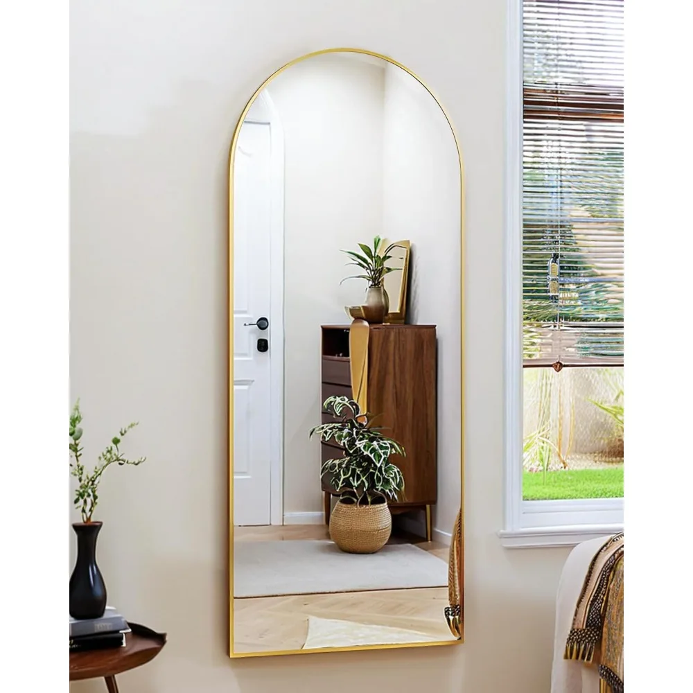 Floor Mirror Full Length - Arched Stand Mirror for Bedroom, Living Room, or Cloakroom - Large Wall Mirrors for Full Body Reflect