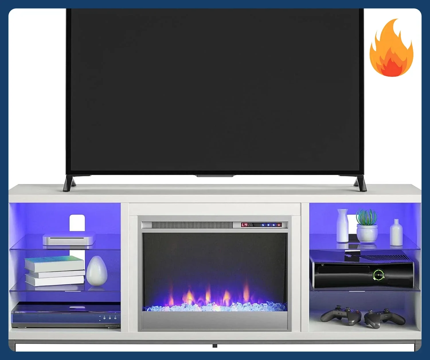 

Скидка! Тумба под телевизор Lumina с электрическим камином для телевизоров до 70 дюймов, со сменной электрической вставкой-обогревателем, с пультом дистанционного управления