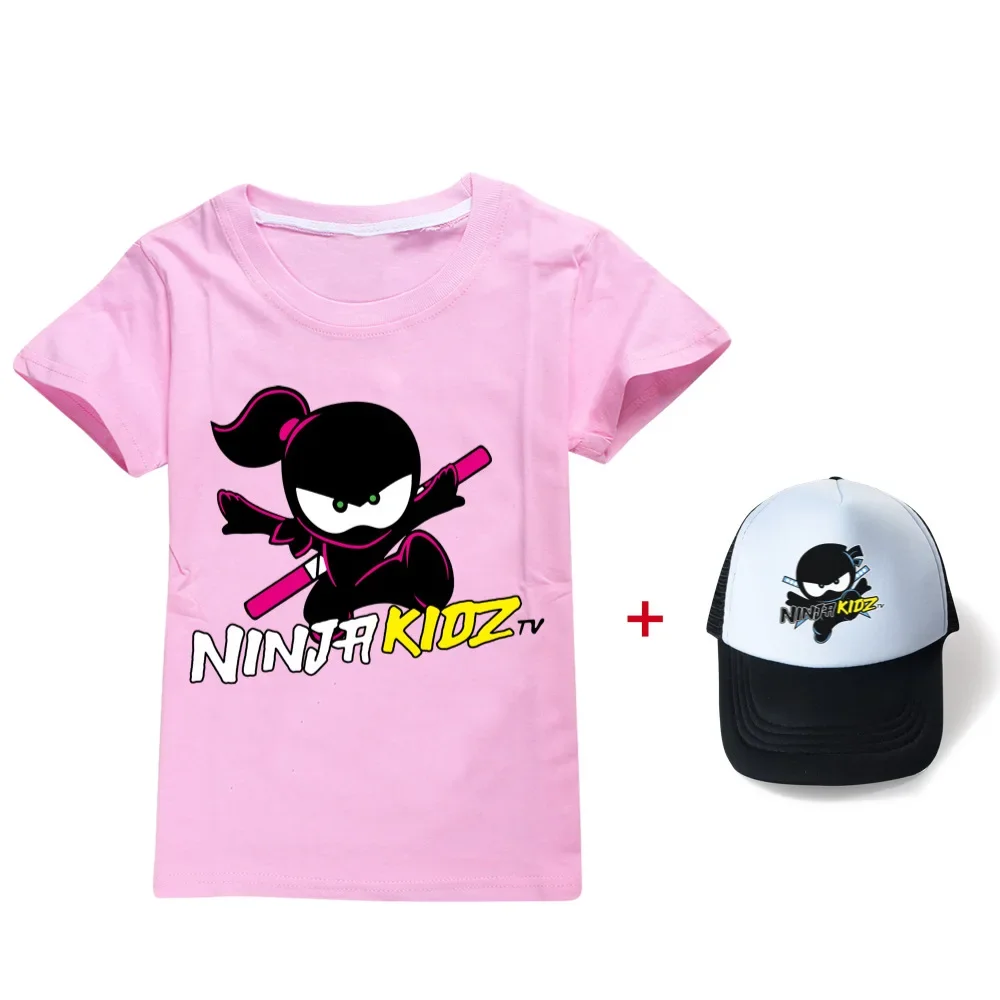 

Summer Kids Game NINJA KIDZ Printed T-shirt Children Cartoon Anime T Shirt Toddler Baby Short Sleeves Tshirt & Baseball Cap Hat