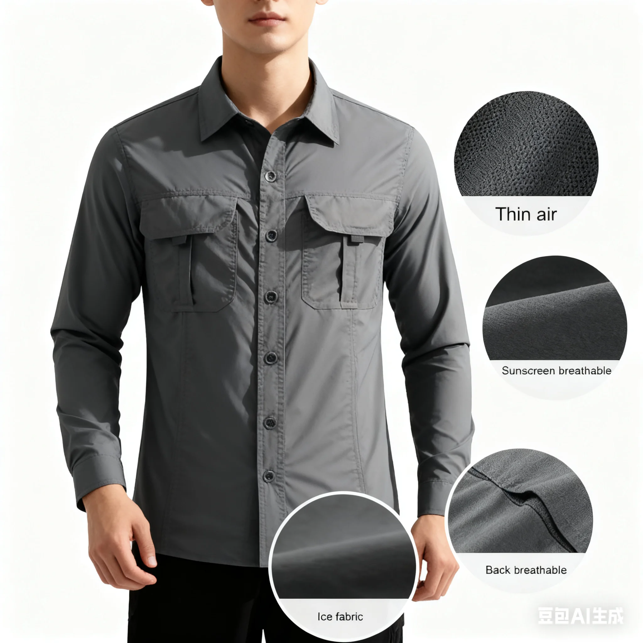 

Солнцезащитные рубашки для рыбалки, мужские быстросохнущие рубашки с длинными рукавами, сетчатые дышащие рубашки-карго для пешего туризма и работы, уличный полевой костюм