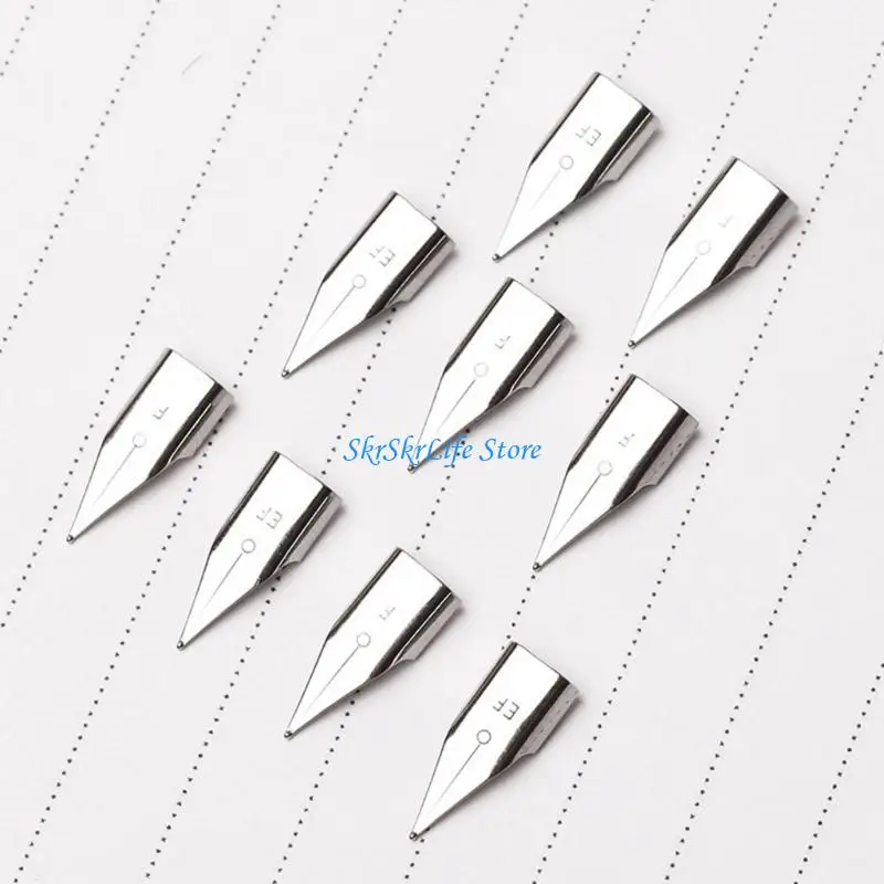 E65E 10Pcs Metal Fountain Pen Replacement Tip  For Handwriting Practice Sketching