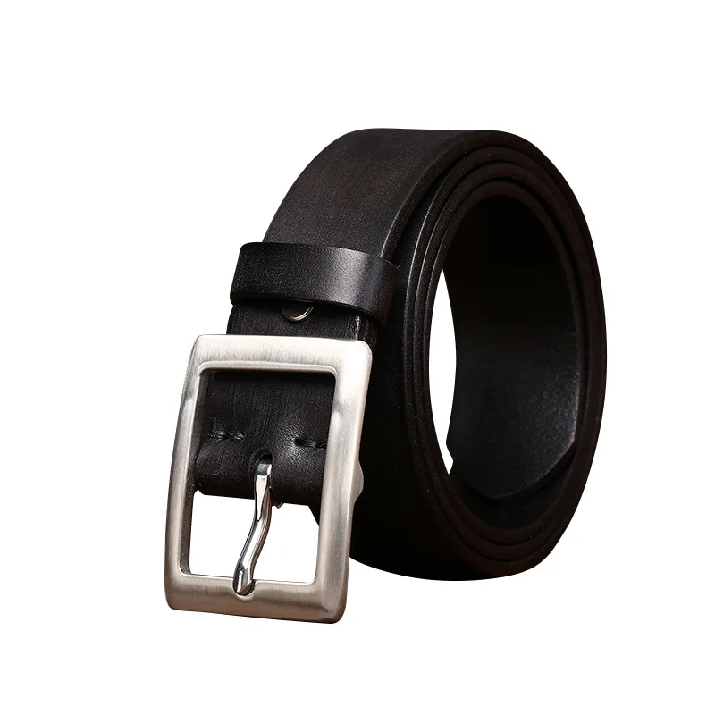 メンズ本革ベルト-トップグレイン牛革-レトロステンレスバックル-ファッションカジュアル-デイリーウェア-ジーンズベルトに最適