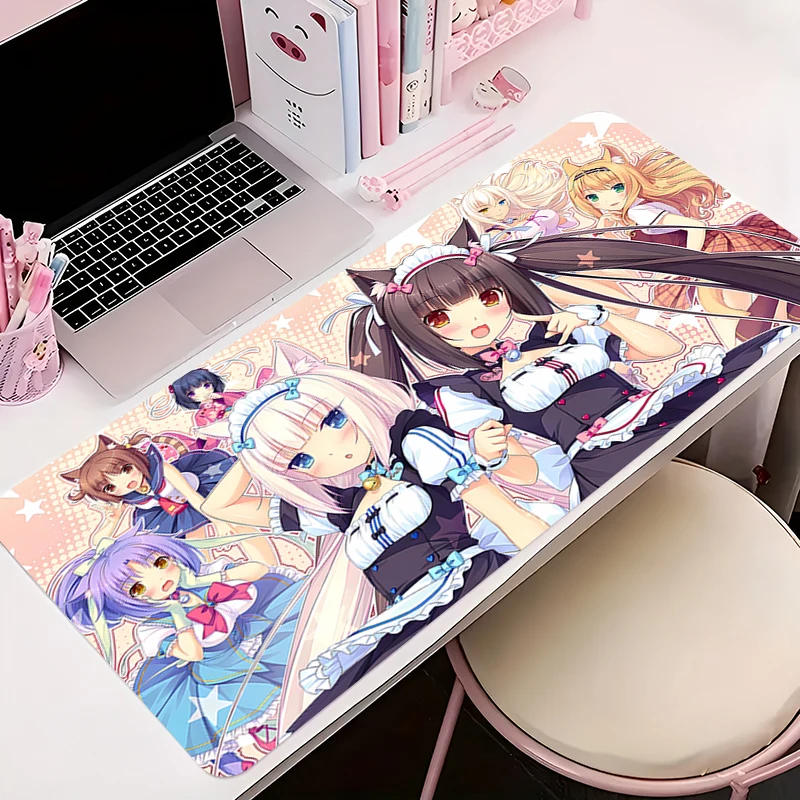 

Mousepad PC Gaming Accessories Computer Cabinet Extended Mat Non-Slip Mouse Pad Anime HD N-nekopara Keyboard Pad Office Desk Mat
