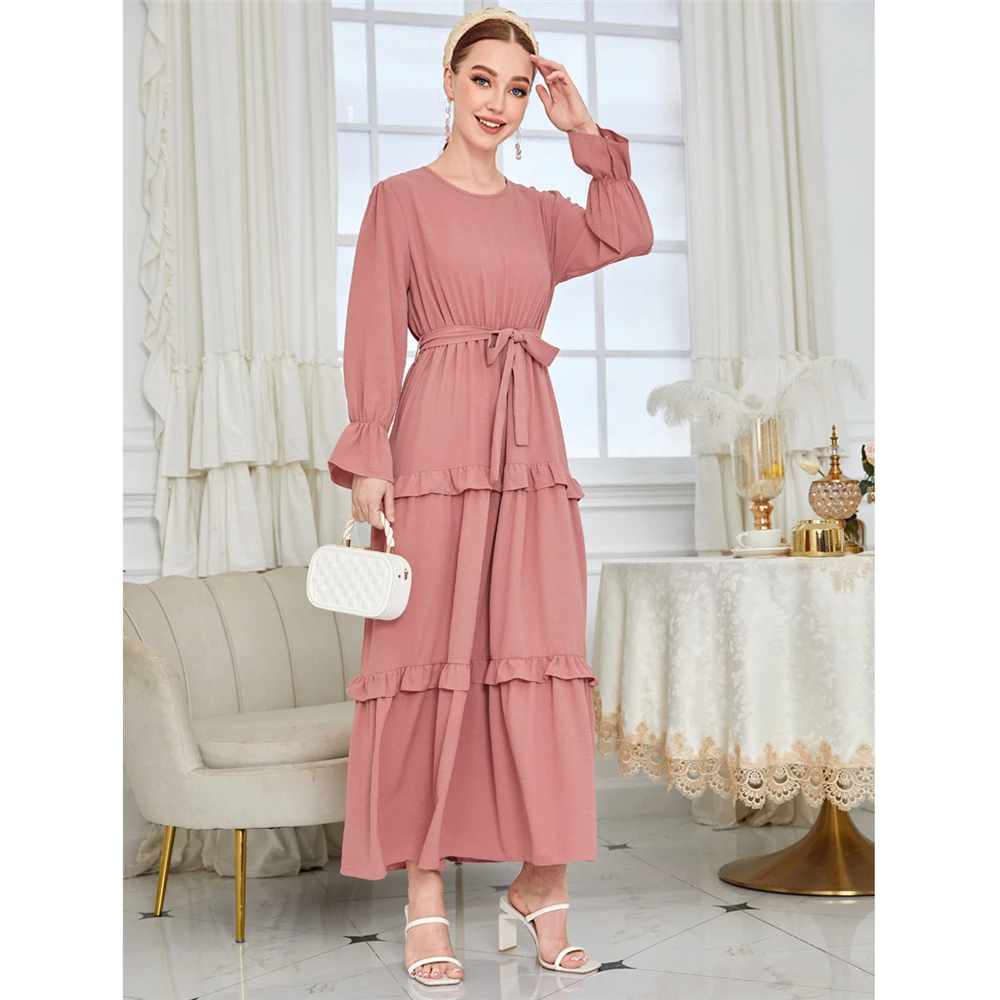 

Eid Puff Sleeve Morocco Muslim Dress Women Abaya Kaftans Casual Evening Dresses Woman Turkey Islam Dubai Long Robe Femme Vestido