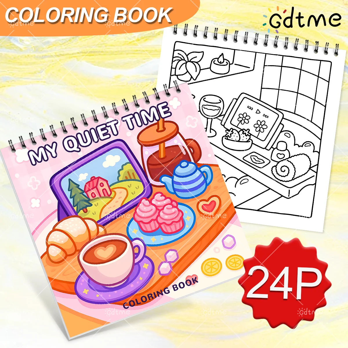My Quiet Time Spiral Binding Coloring Book,  Easy & Calming Designs for Adults, Stress Relief & Mindfulness Activity Book