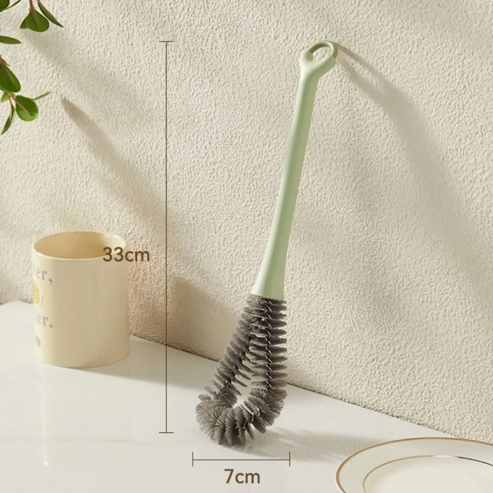 33cm Long Handle Cleaning Brush Food-grade 360 Degree Bottle Cleaning Brush L-shaped Brush Head PP Kitchen Cleaning Tool