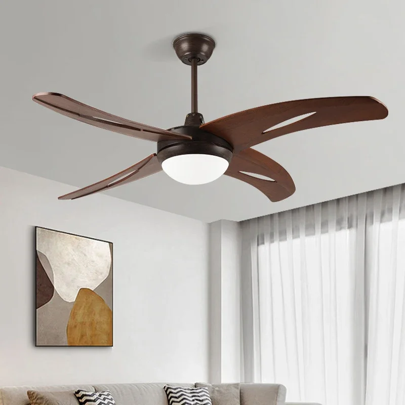 TINNY Nordic LED Fan Light American Vintage Restaurant Living Room Study Ceiling Fan Light Remote Electric Fan Light
