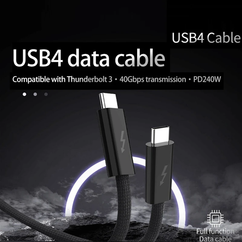 Cable de datos de carga rápida para iPhone, Cable USB tipo C a tipo C PD240W, para Thunderbolt 4, 40gbps, 8K60Hz, USB-C, 1M