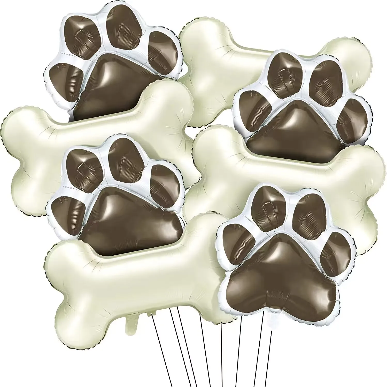 8pcs/set Bone Shaped Balloons Foil Helium Aluminum Balloons Dog Paw Print Balloon for Pets Dog Party Suppliers