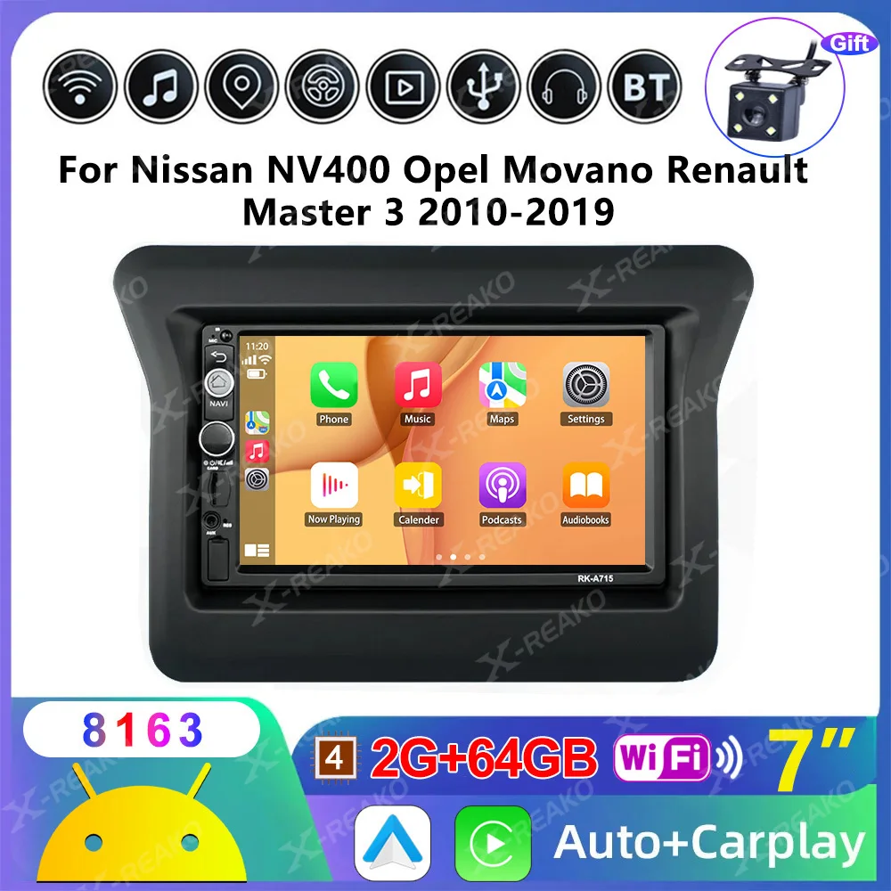 X-REAKO For Opel Movano Renault Master 3 2010-2019 7 inch Video Player Carplay Android Auto Car Radio 2 Din Multimedia Stereo BT