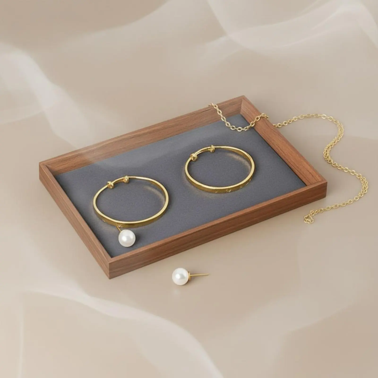 Black Walnut Display Tray Minimalist Design Wooden Jewelry Tray Retro Wood Grain Platter Sturdy and Stable for Dressing Table