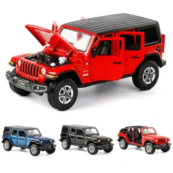 Jeep Wrangler Sahara Diecast Toy Car Model, SUV Miniature, Free Wheels, Doors, Openable Sound Light Collection, Gift for Boy, peuv, 1:32