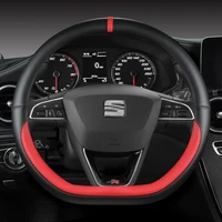 Protector de cuero de microfibra para volante de coche, antideslizante, 38cm, para Seat Tarraco Arona Ateca Ibiza Toledo Mii Leon Arosa Exeo ST FR