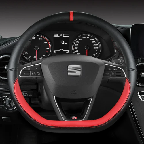 Protector de cuero de microfibra para volante de coche, antideslizante, 38cm, para Seat Tarraco Arona Ateca Ibiza Toledo Mii Leon Arosa Exeo ST FR