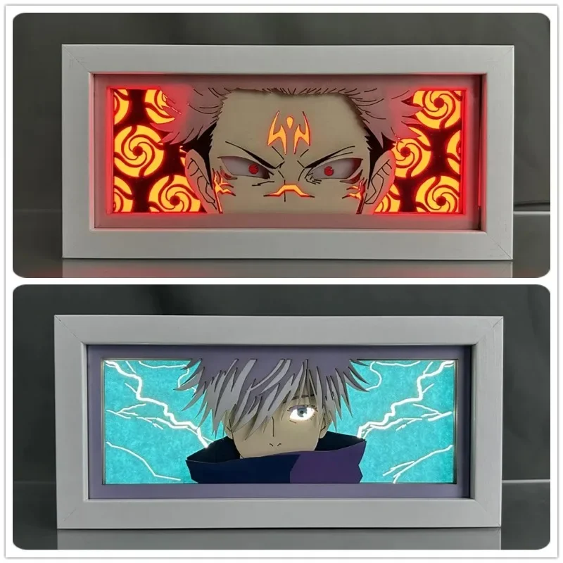 Jujutsu Kaisen Anime Paper Cut Shadow Box Satoru Gojo Ryomen Sukuna Led Light for Bedroom Desk Decor Birthday Gift Lightbox