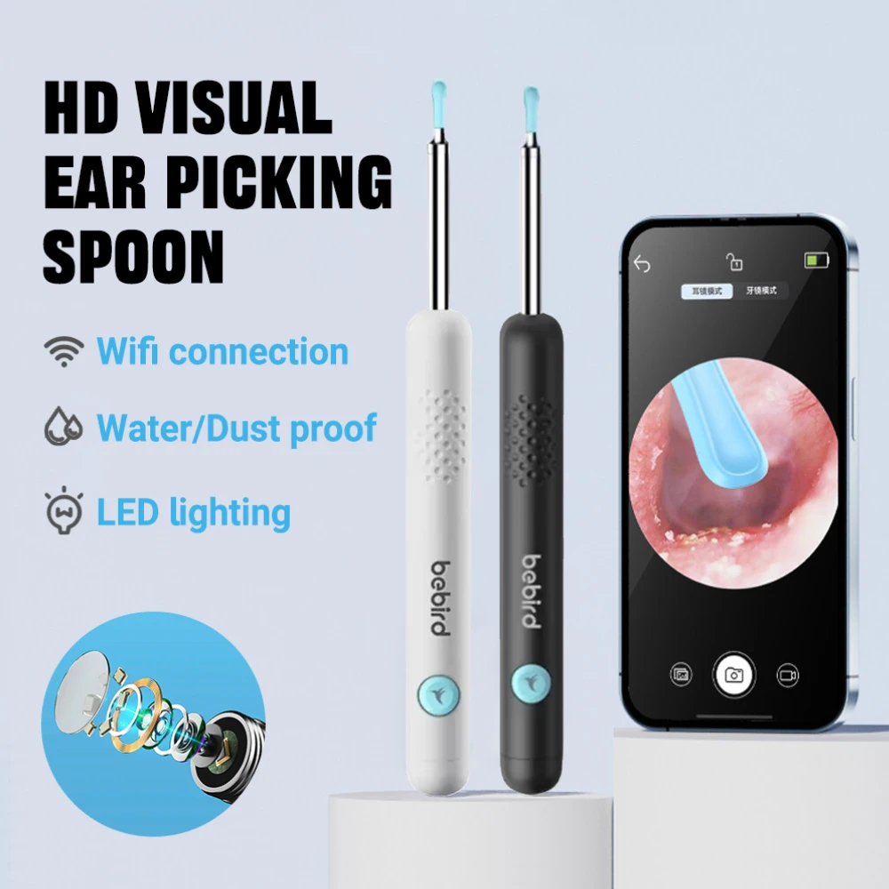 Smart Ear Cleaner Upgrade Waterproof & Dustproof w/ HD Camera - Wireless Visual Otoscope for Ear Wax Removal and Oral Inspection
